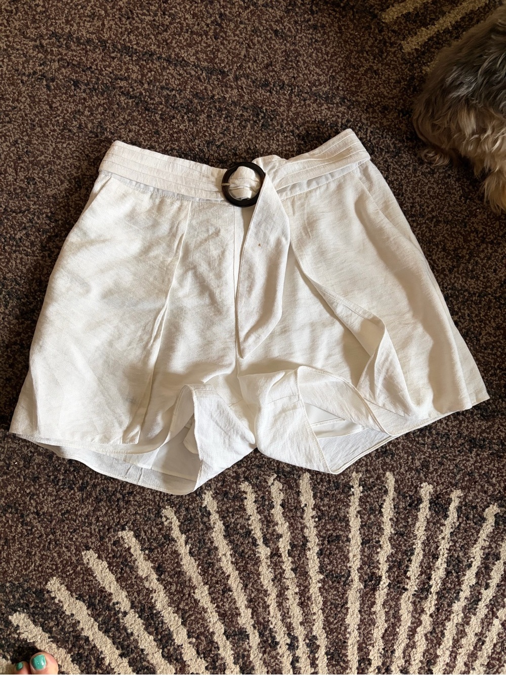 CeCe White High-Rise Belted Shorts